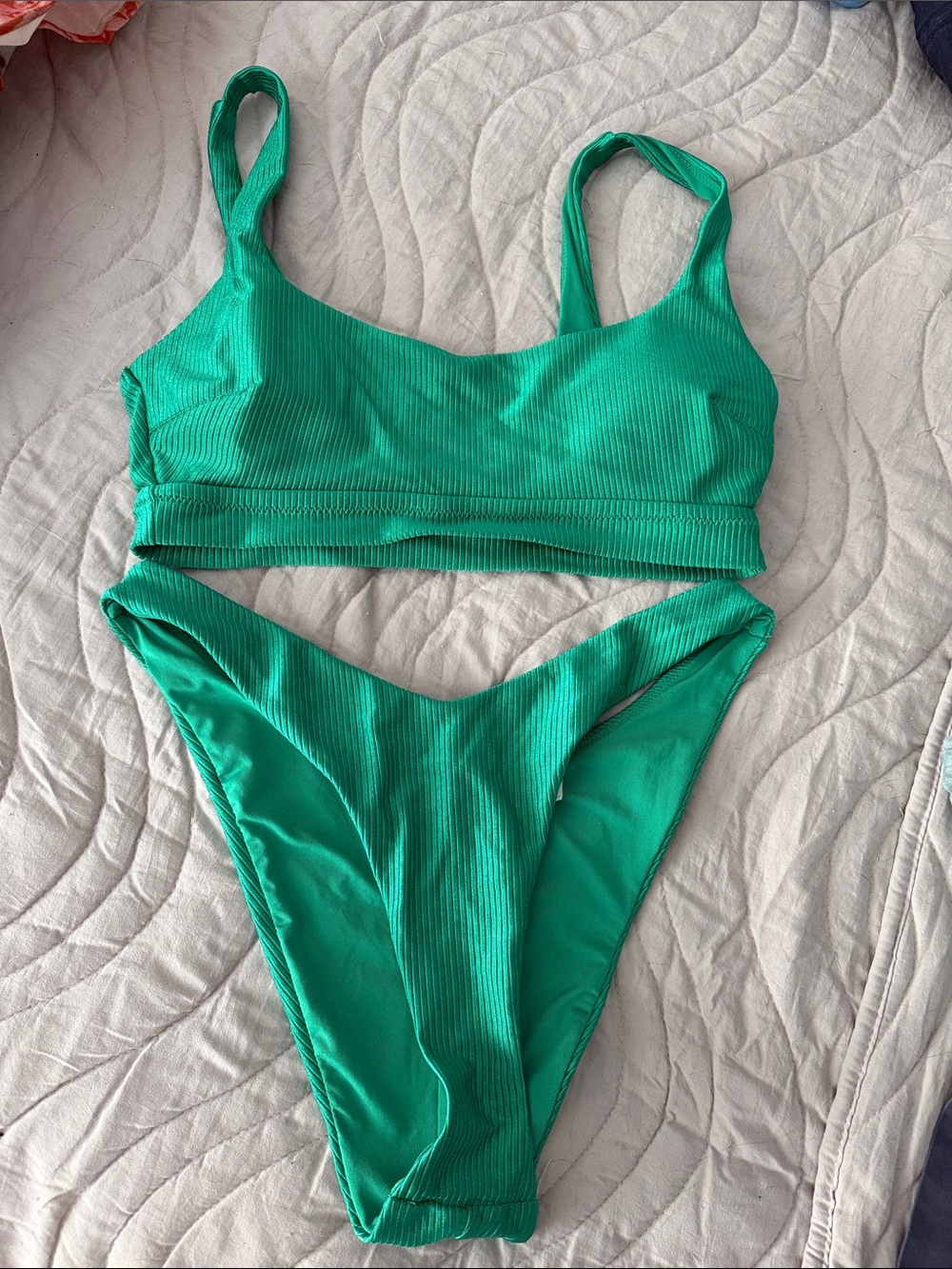 aerie Green Ribbed Bikini Set